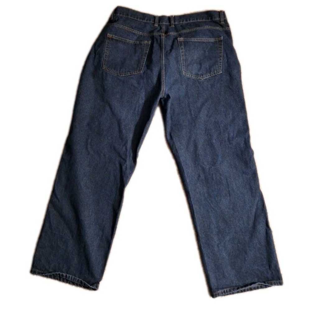 Mens 100% Cotton Jeans Dark Blue 40 x 30 straight leg - Picture 2 of 2
